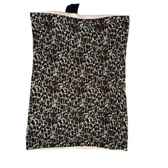 Y2K Army Green & Black Leopard Print Knit PencilSkirt Sweater Large Camo Sexy - Picture 2 of 10